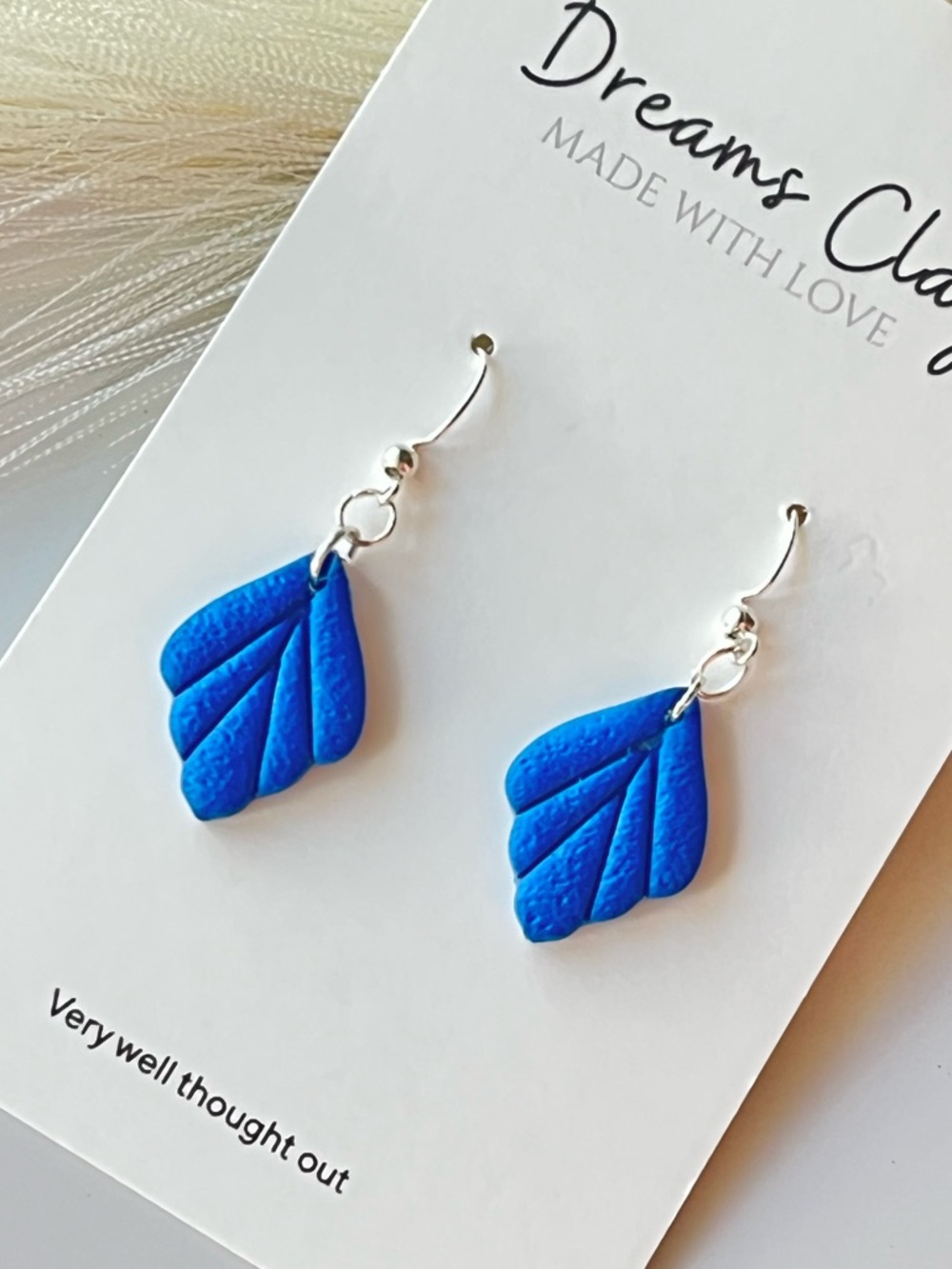 Blue Leaf Dangle Earrings